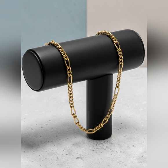 Jewelry - 14KGP Stamp Yellow Gold Plated Classic Figaro Style 7.5" Chain Bracelet Vintage